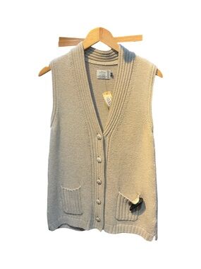 Men's Cream Button-Front Sleeveless Cardigan Vest
